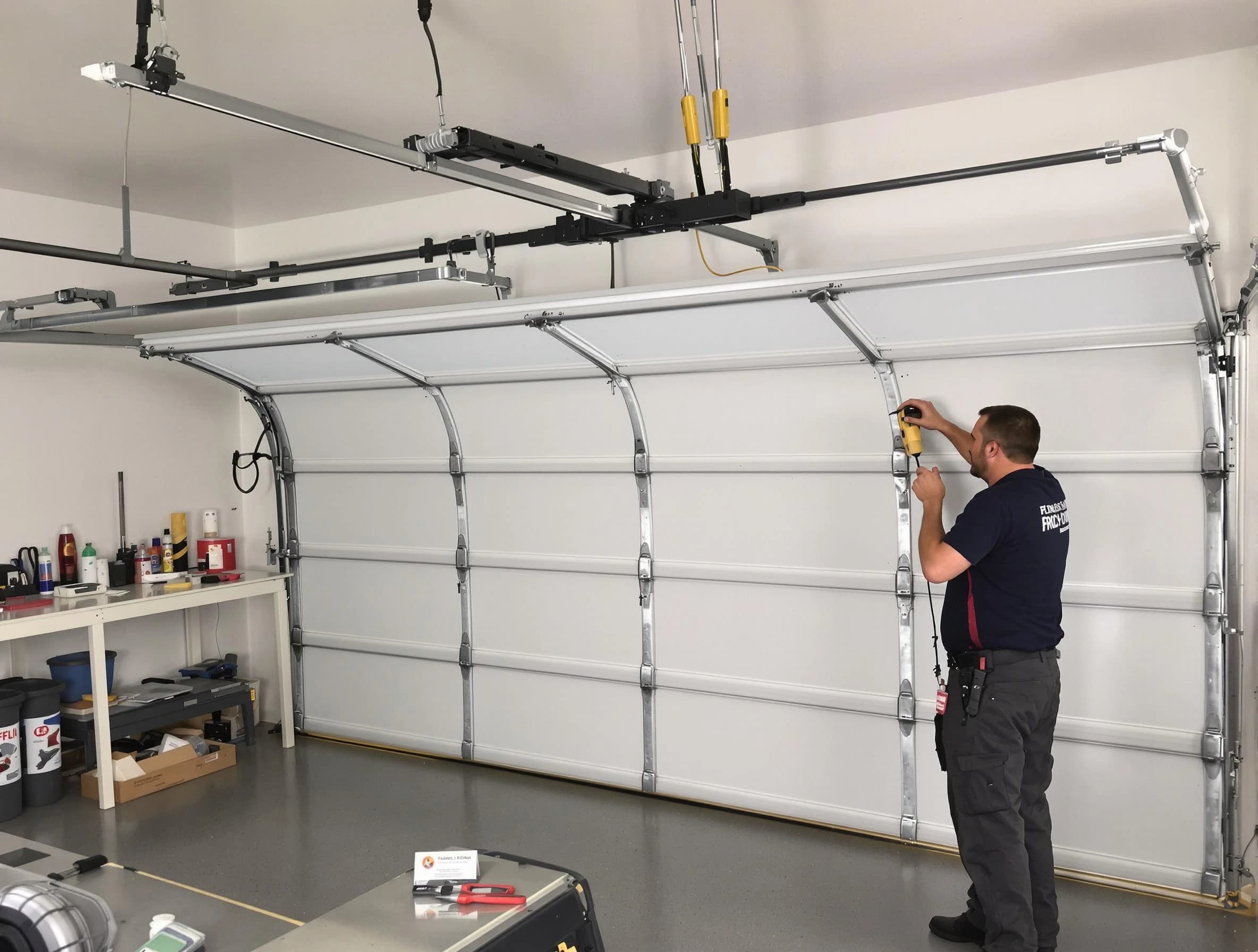 Manchester Garage Door Repair certified technician performing overhead door system repair in Manchester