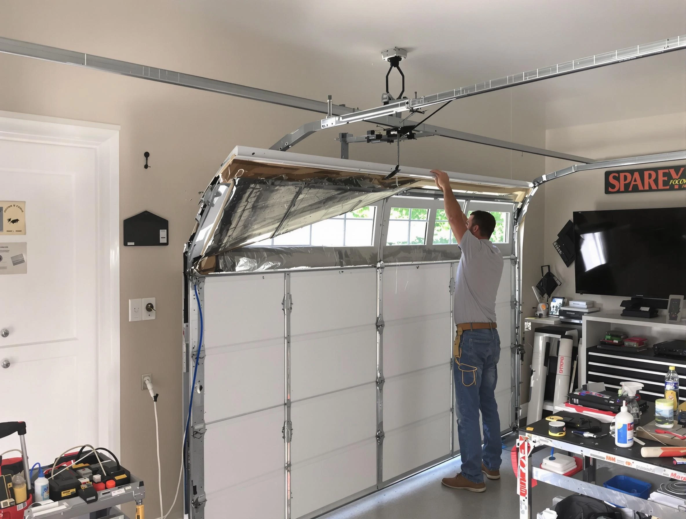 Garage door section replacement by Manchester Garage Door Repair in Manchester